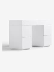 White Sloane Glass Collection Luxe 6 Drawer Console Dressing Table - Image 5 of 7