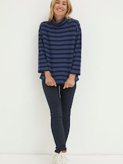 FatFace Thayer Gestreiftes Sweatshirt mit Stehkragen - Bild 1 von 6