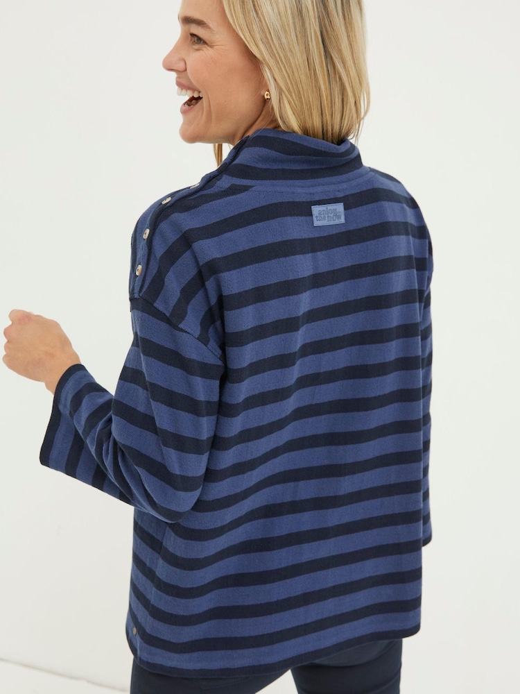 FatFace Thayer Gestreiftes Sweatshirt mit Stehkragen - Bild 2 von 6