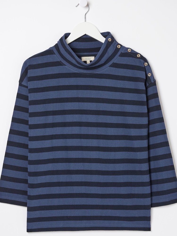 FatFace Thayer Gestreiftes Sweatshirt mit Stehkragen - Bild 6 von 6