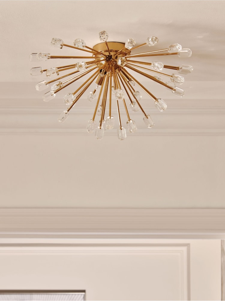 Gold Astrid 3 Light Flush Fitting Ceiling Light - Image 2 of 5
