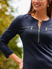 Sosandar Blue Zip Detail Ponte Shift Dress - Image 5 of 5