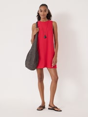 Hush Red Vera Linen Mini Dress - Image 1 of 6