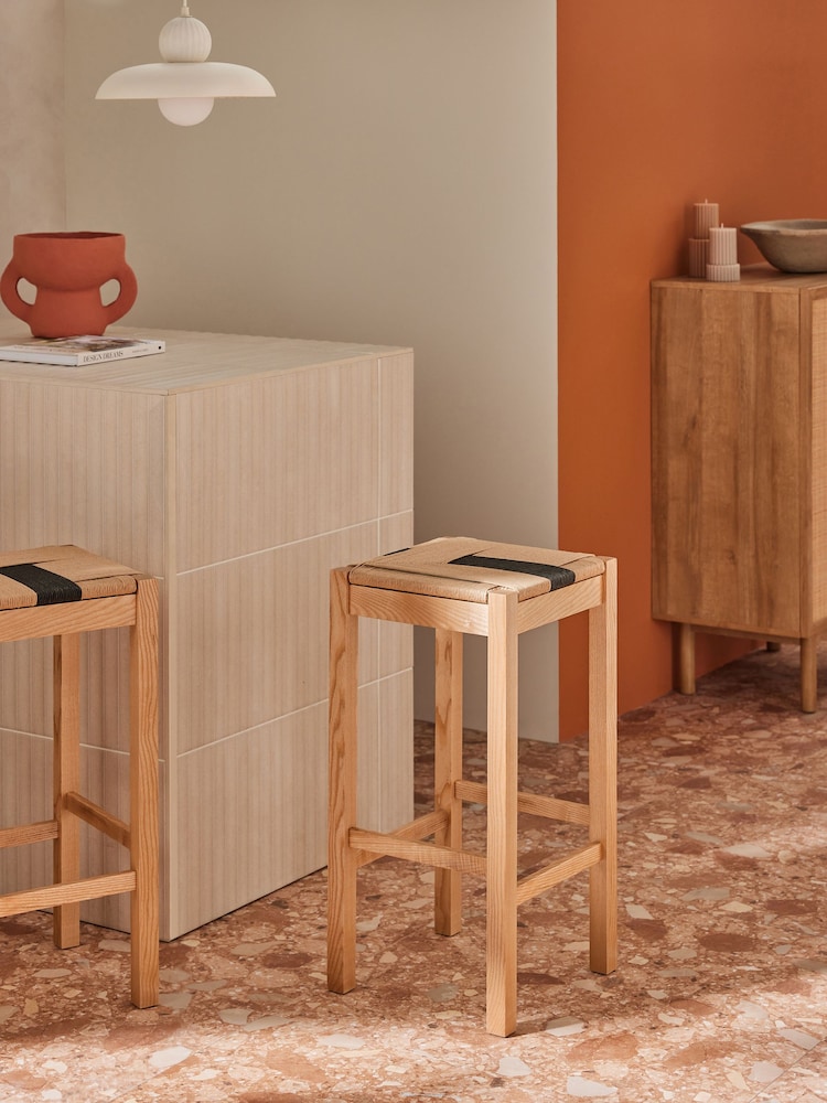 MADE.COM Solid Ash Eden Woven Bar Stool - Image 1 of 3