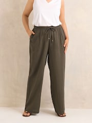 Evans Brown Linen Trouser - Image 1 of 5
