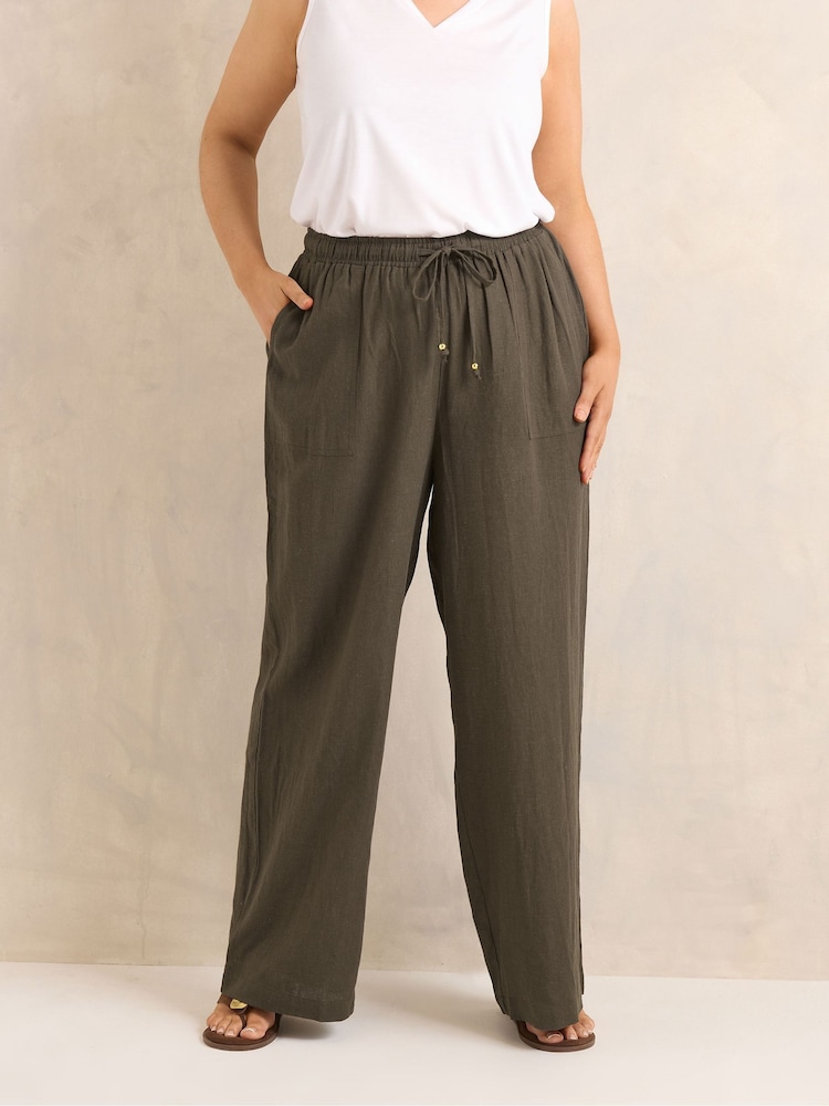 Evans Brown Linen Trouser - Image 1 of 5 Evans Brown Linen Trouser - Image 1 of 5