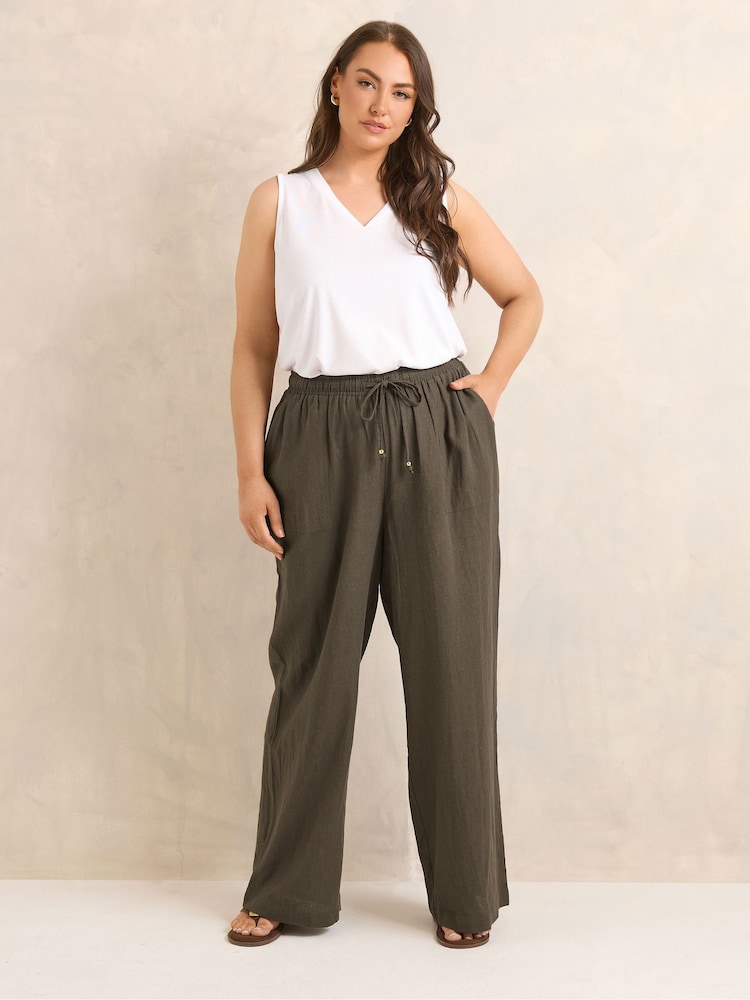 Evans Brown Linen Trouser - Image 2 of 5 Evans Brown Linen Trouser - Image 2 of 5