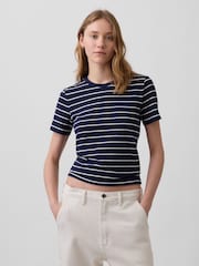 Gap Navy Stripe VintageSoft Short Sleeve T-Shirt - Image 1 of 4