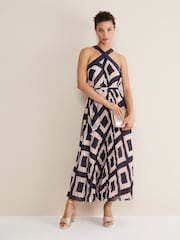 Phase Eight Blue Hestia Diamond Trapeze Maxi Dress - Image 1 of 6