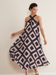 Phase Eight Blue Hestia Diamond Trapeze Maxi Dress - Image 3 of 6
