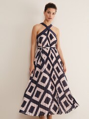 Phase Eight Blue Hestia Diamond Trapeze Maxi Dress - Image 4 of 6