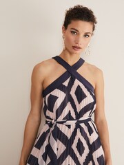 Phase Eight Blue Hestia Diamond Trapeze Maxi Dress - Image 5 of 6