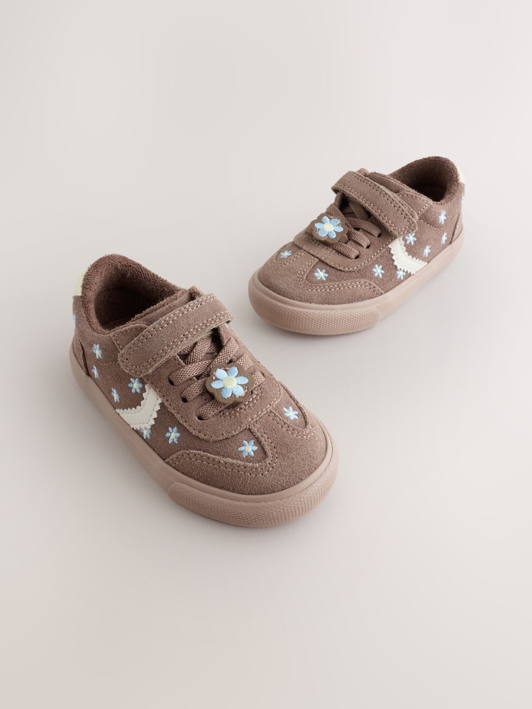 Chocolate Brown Daisy Standard Fit (F) Touch Fastening Elastic Lace Trainers - Image 1 of 5 Chocolate Brown Daisy Standard Fit (F) Touch Fastening Elastic Lace Trainers - Image 1 of 5