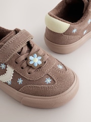 Chocolate Brown Daisy Standard Fit (F) Touch Fastening Elastic Lace Trainers - Image 3 of 5