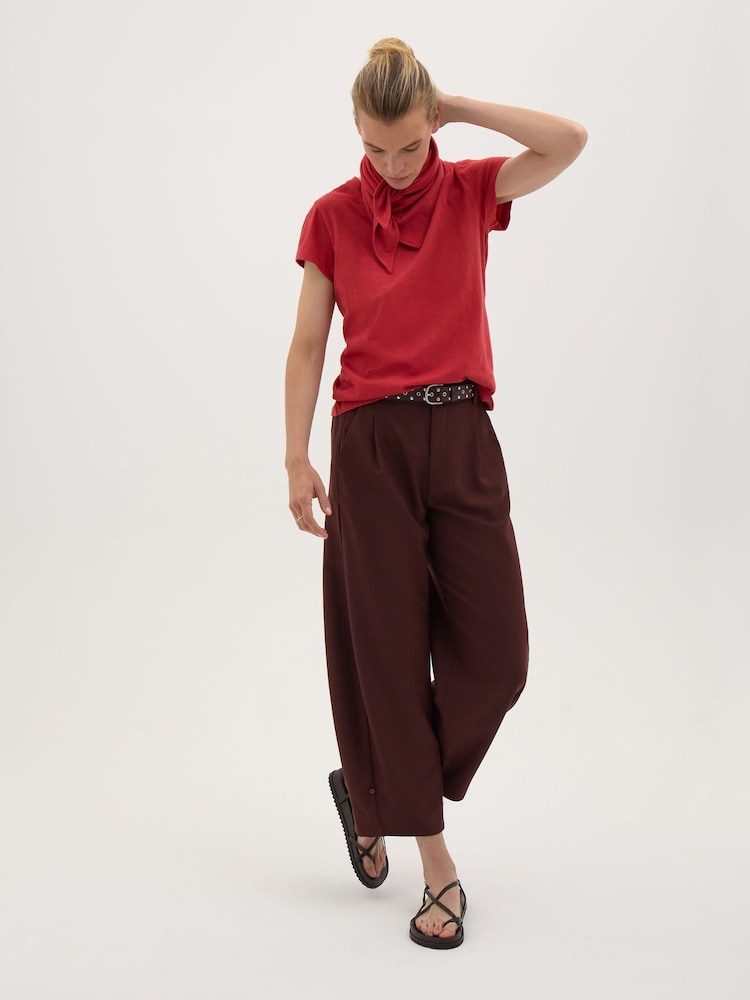 Hush Red Minna Slim Fit Slub T-Shirt with Scarf - Image 2 of 6 Hush Red Minna Slim Fit Slub T-Shirt with Scarf - Image 2 of 6