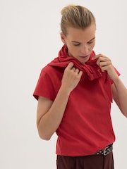 Hush Red Minna Slim Fit Slub T-Shirt with Scarf - Image 5 of 6