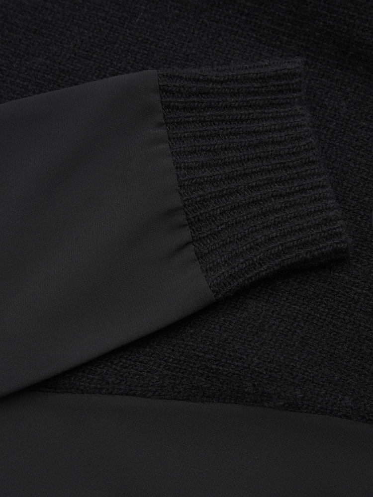 Reiss Black Shelly Hybrid Knit and Sheer V-Neck Jumper - Image 6 of 6