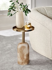 Lipsy Gold and Faux Marble Metal Faux Marble Side Table - Image 1 of 5