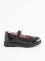 Black Patent Wide Fit (G) School Leather Chunky Mary Jane Shoes - Image 3 of 6