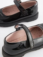 Black Patent Wide Fit (G) School Leather Chunky Mary Jane Shoes - Image 5 of 6