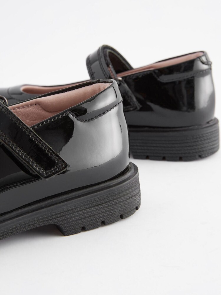 Black Patent Wide Fit (G) School Leather Chunky Mary Jane Shoes - Image 6 of 6