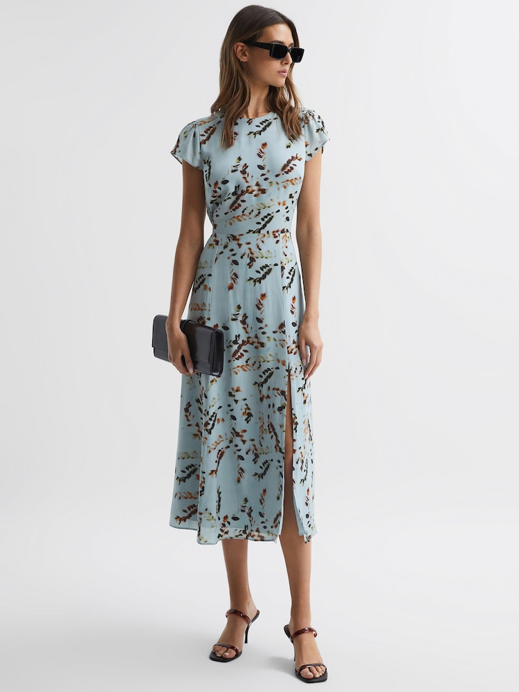 knee length dresses for ladies Kavala Midi Dress in Shadow Floral Sage , Asymmetric