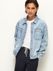 Mid Blue 100% Cotton Patch Pocket Denim Jacket - Image 1 of 5