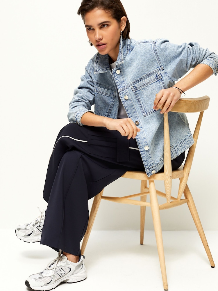 Mid Blue 100% Cotton Patch Pocket Denim Jacket - Image 2 of 5