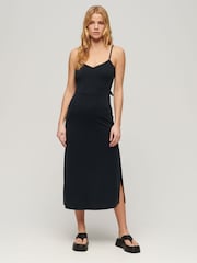Superdry Black Jersey Open Back Dress - Image 1 of 9