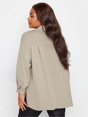 Yours Curve Grey Cuffed Sleeve Shirt - Image 2 of 4
