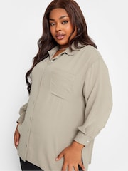 Yours Curve Grey Cuffed Sleeve Shirt - Image 4 of 4