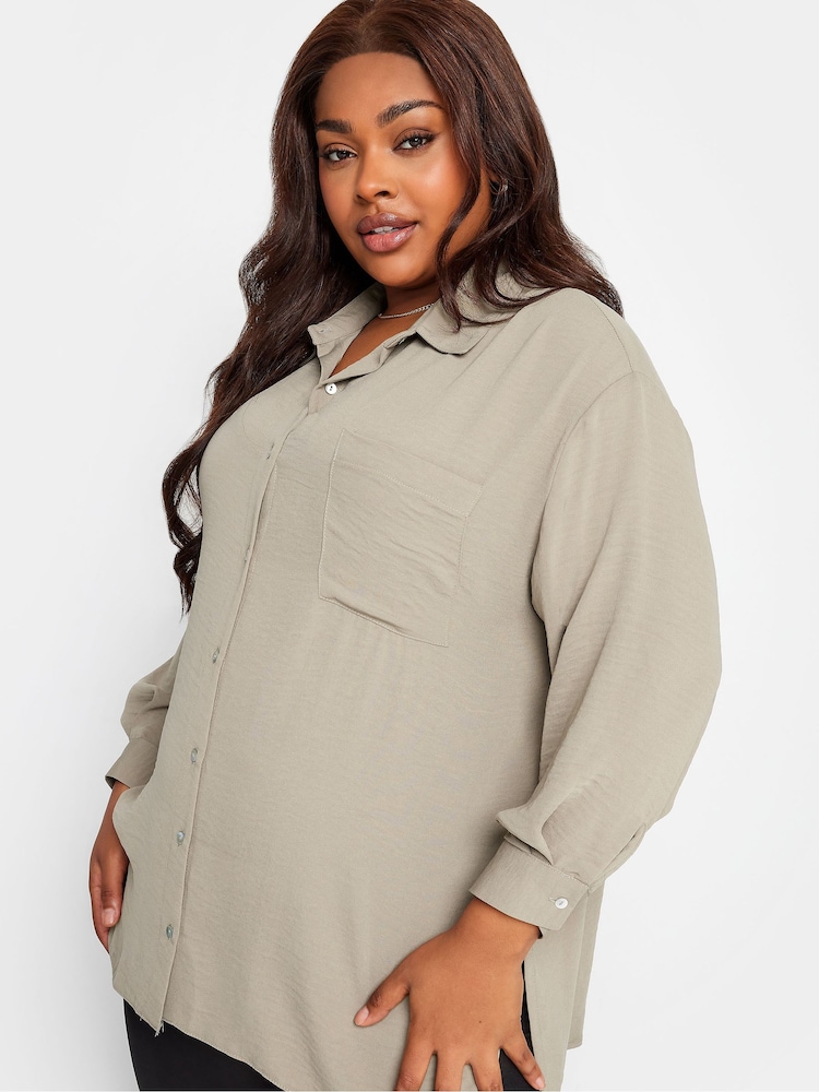 Yours Curve Grey Cuffed Sleeve Shirt - Image 4 of 4