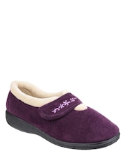 Fleet & Foster Purple Capa Touch Fastening Memory Foam Slippers - Image 2 of 5
