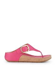 Pavers Pink Touch Fasten Buckled Toe Post Sandals - Image 1 of 5