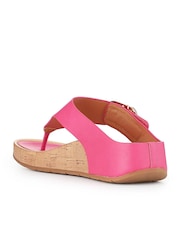 Pavers Pink Touch Fasten Buckled Toe Post Sandals - Image 3 of 5