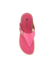 Pavers Pink Touch Fasten Buckled Toe Post Sandals - Image 4 of 5
