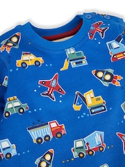 JoJo Maman Bébé Blue Transport Printed Sweatshirt - Image 2 of 2