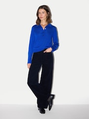 Jigsaw Blue Fine Merino Knitted Polo Shirt - Image 3 of 7