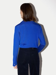 Jigsaw Blue Fine Merino Knitted Polo Shirt - Image 4 of 7