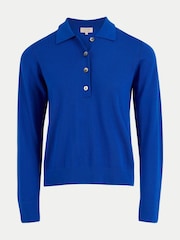 Jigsaw Blue Fine Merino Knitted Polo Shirt - Image 7 of 7