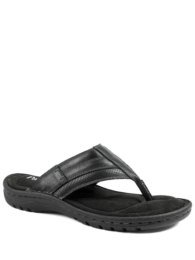 Pavers Black Leather Mule Sandals - Image 1 of 5