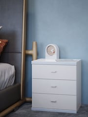 Wiemann Peyton White 3 Drawer Glass Bedside Table - Image 1 of 1