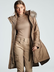 Fawn Brown Longline Shower Resistant Cotton Blend Padded Parka - Image 1 of 12