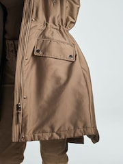 Fawn Brown Longline Shower Resistant Cotton Blend Padded Parka - Image 6 of 12