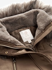 Fawn Brown Longline Shower Resistant Cotton Blend Padded Parka - Image 8 of 12