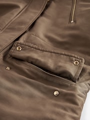 Fawn Brown Longline Shower Resistant Cotton Blend Padded Parka - Image 9 of 12