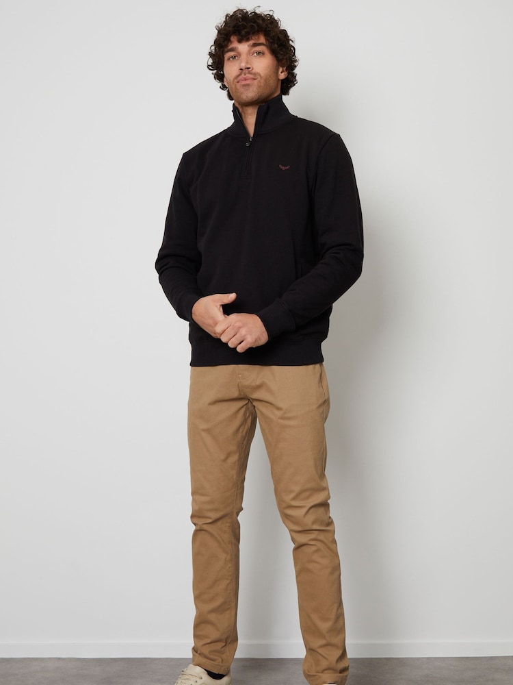 Threadbare Black Quarter Zip Neck Sweatshirt - Image 3 of 4