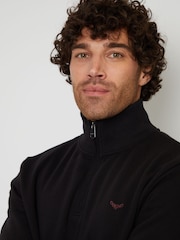 Threadbare Black Quarter Zip Neck Sweatshirt - Image 4 of 4
