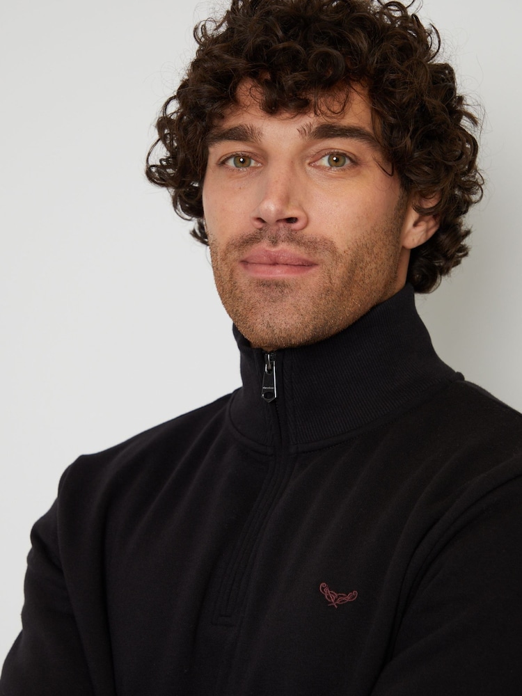 Threadbare Black Quarter Zip Neck Sweatshirt - Image 4 of 4
