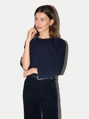 Jigsaw Blue Cotton Luxe Raglan T-Shirt - Image 1 of 7